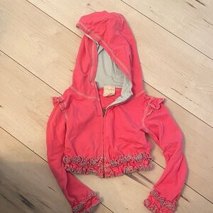 Pink Ruffled Hoodie